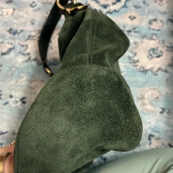 MICHAEL Michael Kors Forest Green Suede Shoulder Bag with Gold Hardware - Picture 6 of 9